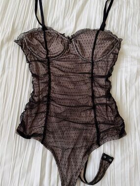 Rabbit Rose Polka Dot Mesh Bodysuit Size XL